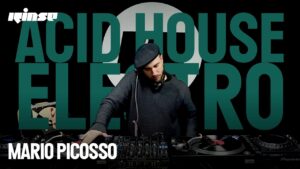 Mario Picosso DJ set at Rinse France invited by Roulita, showcasing acid house and techno influences.