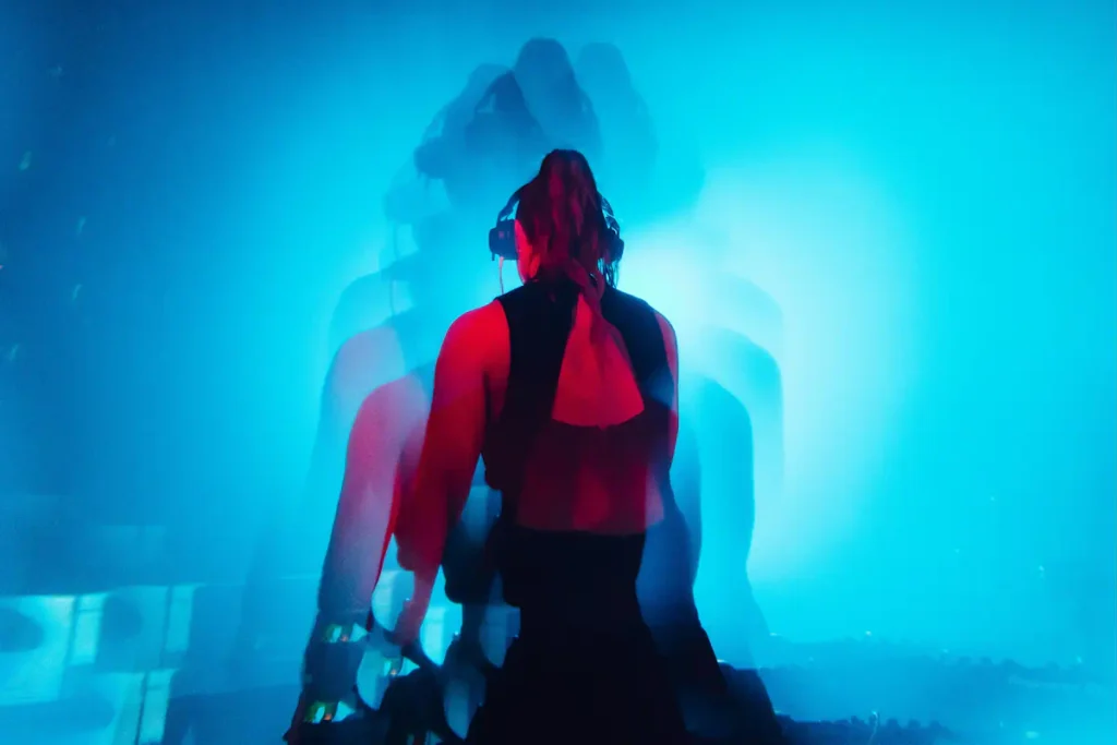 Andrømeda performing a techno DJ set at INPUT High Fidelity Dance Club