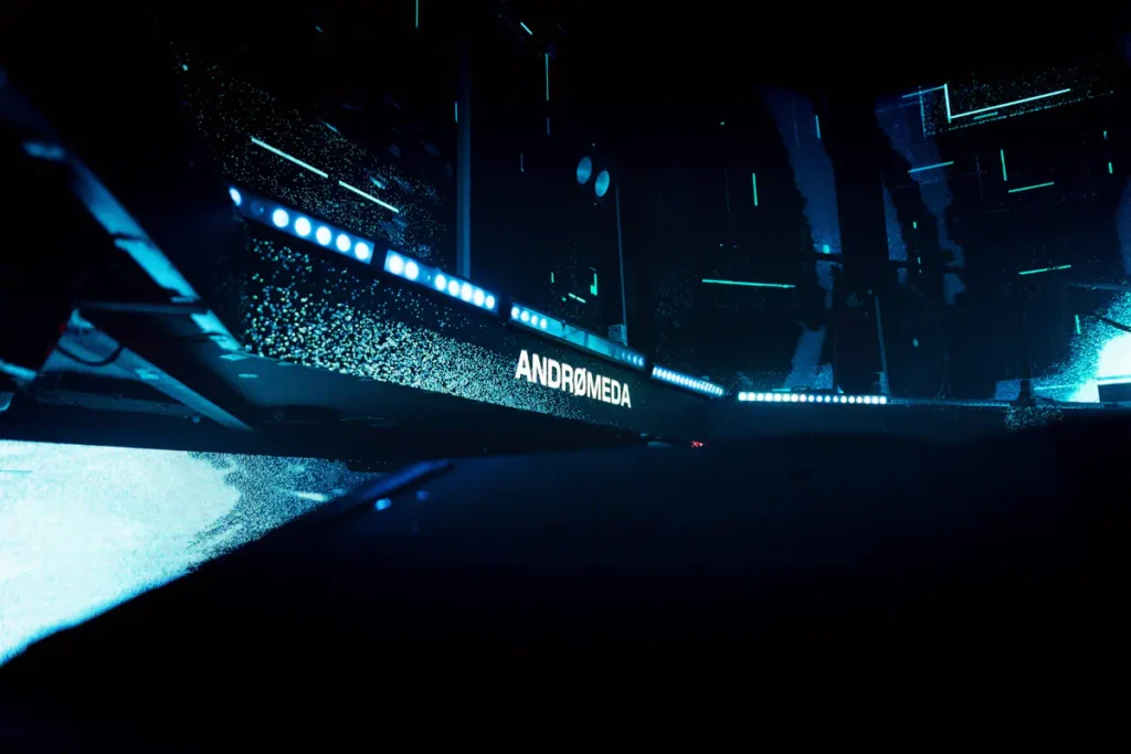 Andrømeda mixing tracks during her performance at INPUT
